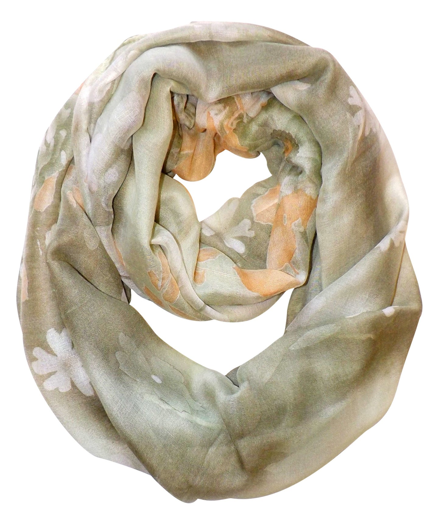 Wholesale Bulk Lot: Retro Faded Green Hibiscus Flower Hawaiian Infinity Loop Scarf Reseller Pack