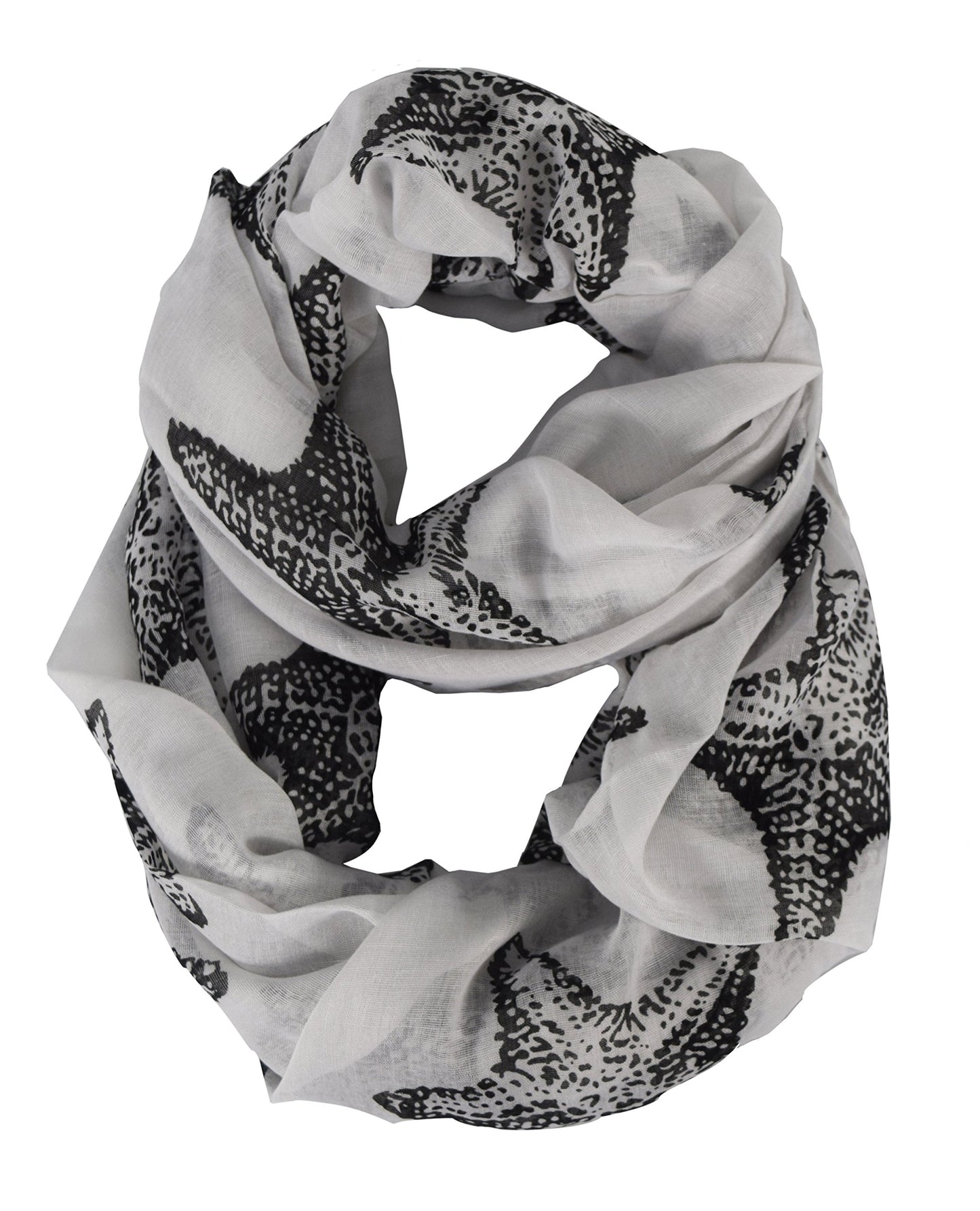 Wholesale Bulk Lot: White Starfish Design Boho Summer Infinity Loop Scarf for Resellers