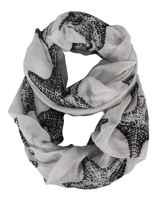 Wholesale Bulk Lot: White Starfish Design Boho Summer Infinity Loop Scarf for Resellers