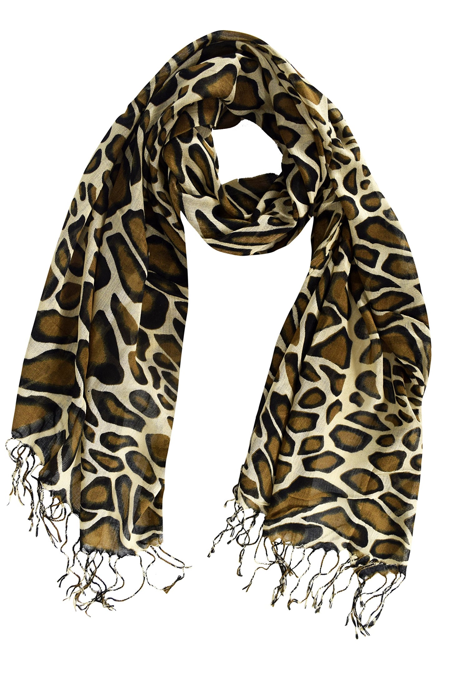 Wholesale Bulk Lot Trendy Brown Giraffe Print Animal Pashmina Shawl Wrap for Resellers
