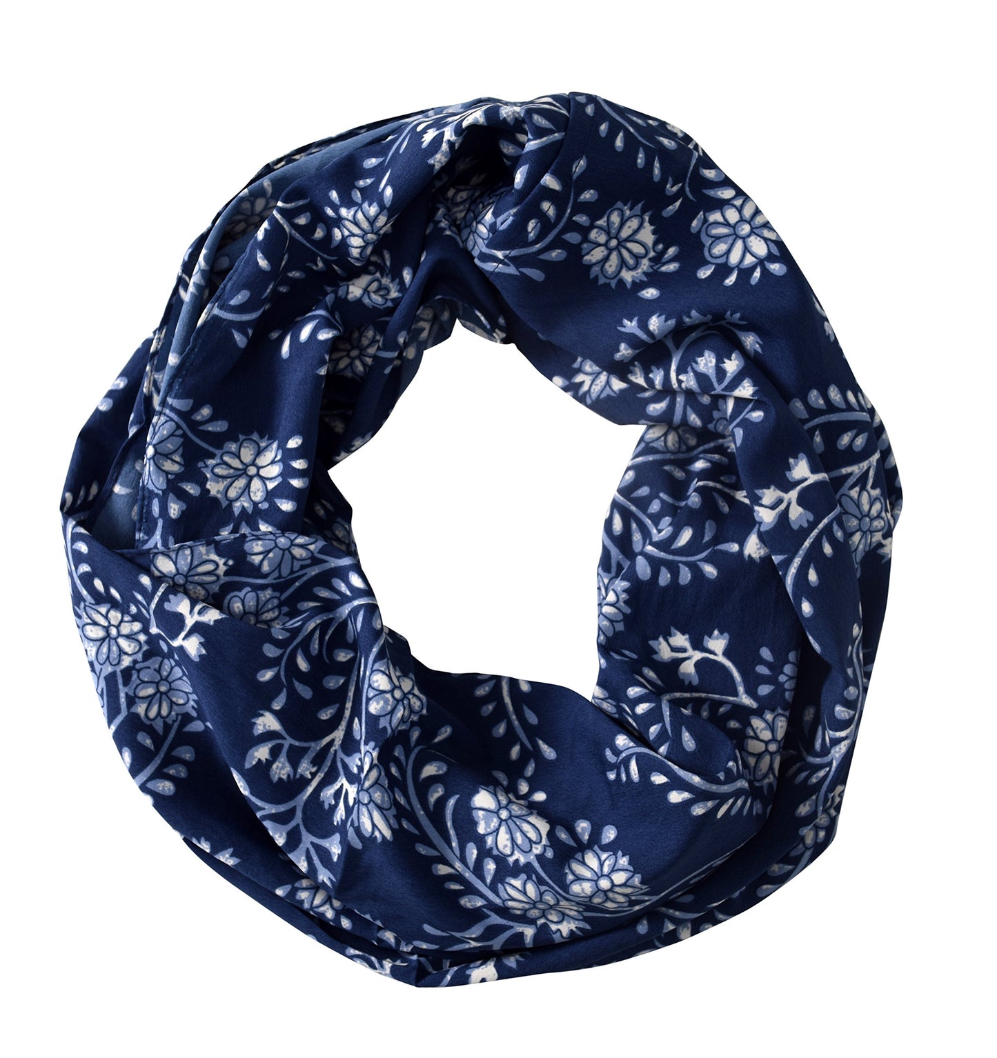 Wholesale Bulk Lot: Vintage Navy Floral Print Infinity Loop Scarf Reseller Pack