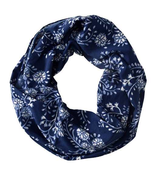 Wholesale Bulk Lot: Vintage Navy Floral Print Infinity Loop Scarf Reseller Pack