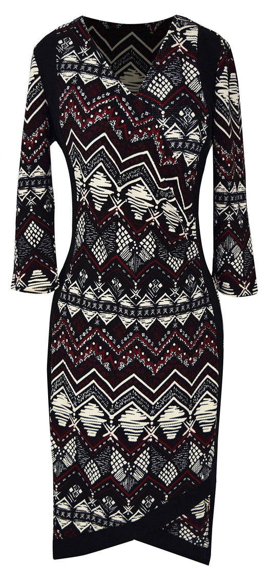 Wholesale Bulk Lot: Printed 3/4 Sleeve Sheath Slimming Business Dress Medium