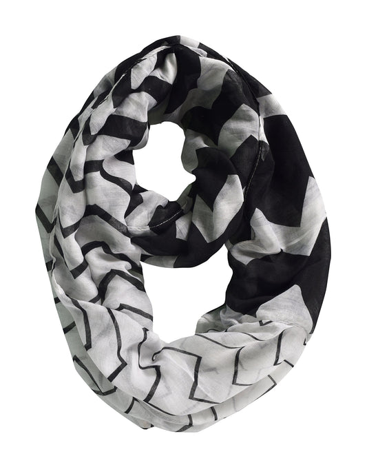 Wholesale Bulk Lot: Modern Radiant Multicolored Chevron Geometric Infinity Loop Scarf White Black