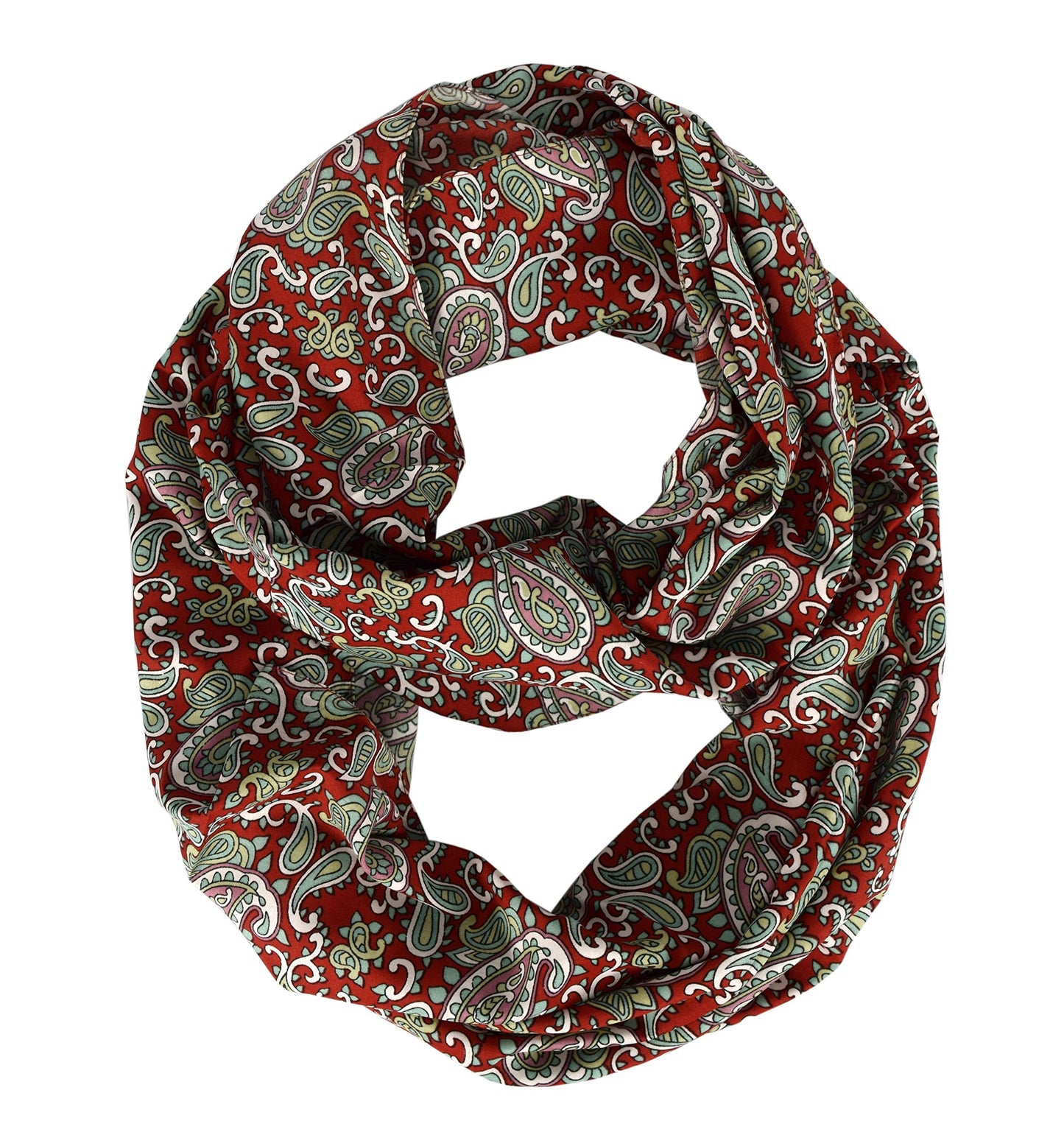 Wholesale Bulk Lot: Bohemian Red Paisley Infinity Loop Scarf for Summer Fashion Resellers