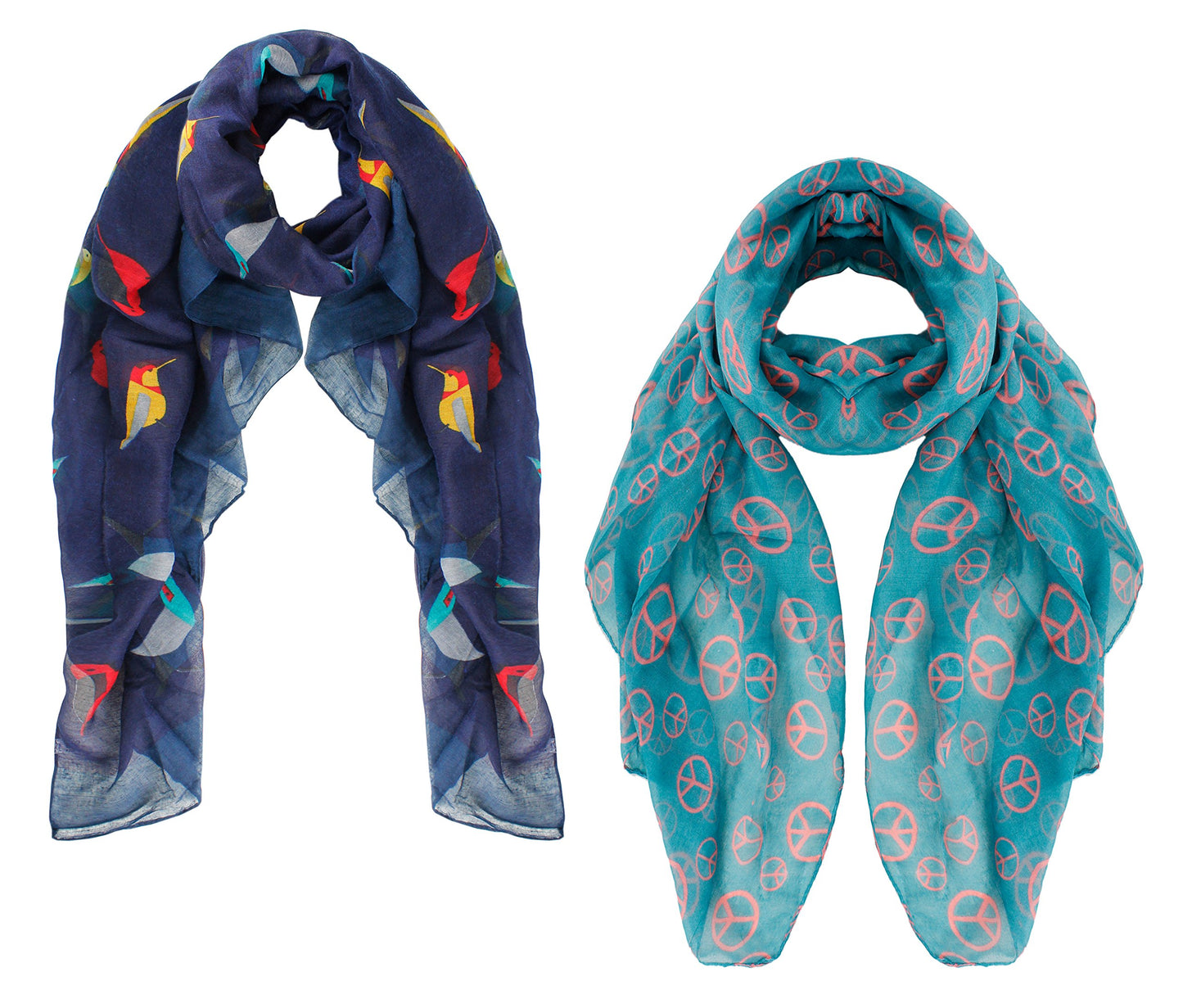 Wholesale Bulk Lot: 2 Pack Womens Navy Green Abstract Design Scarves for Resellers