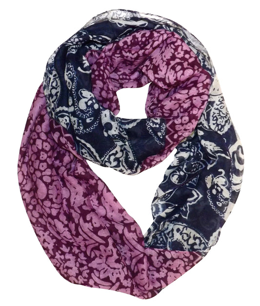 Wholesale Bulk Lot: Navy Floral Henna Print Infinity Loop Scarf Reseller Pack
