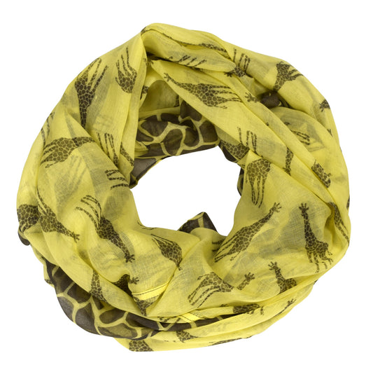 Wholesale Bulk Lot: Retro Neon Animal Print Infinity Loop Scarf Light Yellow Reseller Pack