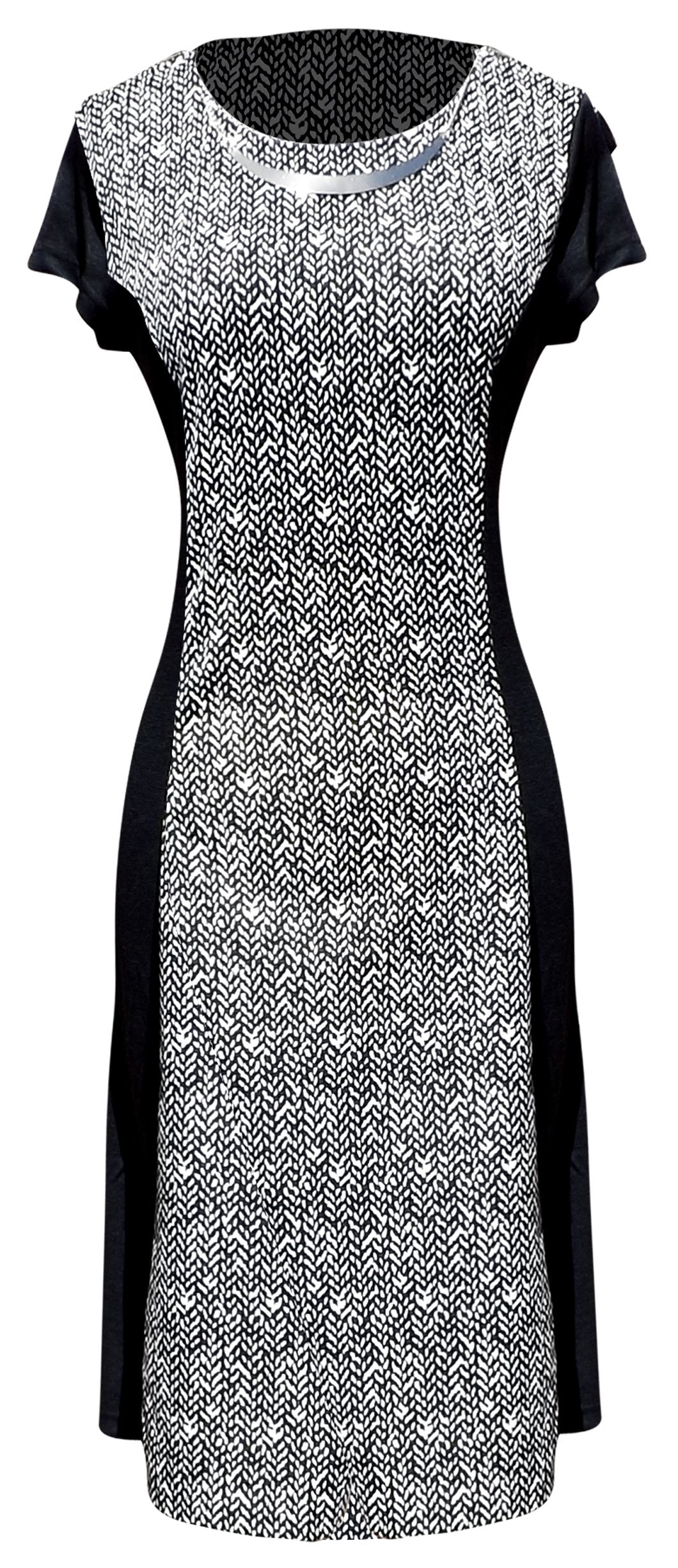 Wholesale Bulk Lot: Black Multi Print Short Sleeve Mini Shift Dress Medium