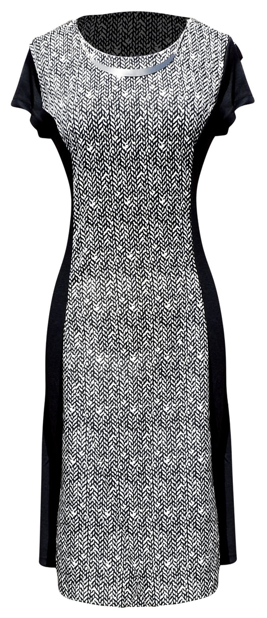 Wholesale Bulk Lot: Black Multi Print Short Sleeve Mini Shift Dress Medium