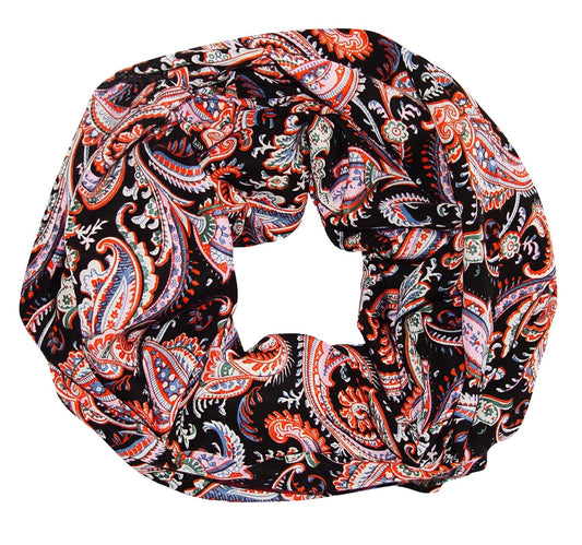 Wholesale Bulk Lot: Victorian Damask Black Lightweight Infinity Loop Scarf Reseller Pack