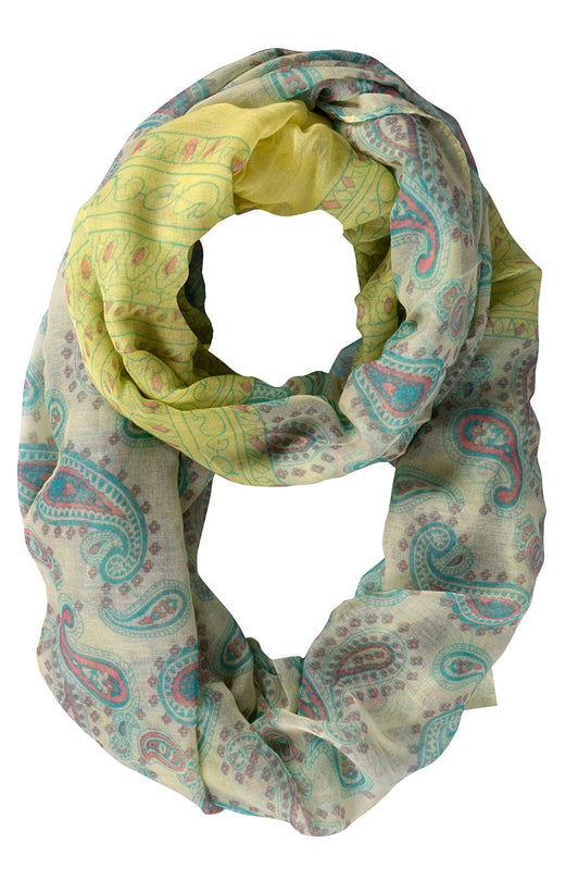 Wholesale Bulk Lot: Lightweight Beige Paisley Infinity Loop Scarf Reseller Pack