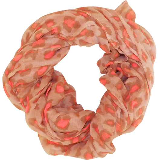 Wholesale Bulk Lot: Retro Animal Print Peach Pink Infinity Loop Scarf for Resellers