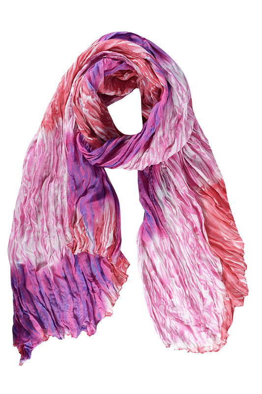 Wholesale Bulk Lot: Lightweight Crinkled Tie Dye Scarf Sarong Pink Purple Reseller Pack