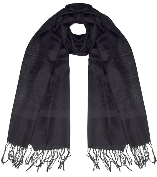Wholesale Lot Vintage Solid Jacquard Paisley Silk Scarf Reseller Bulk Black Shawl Wraps