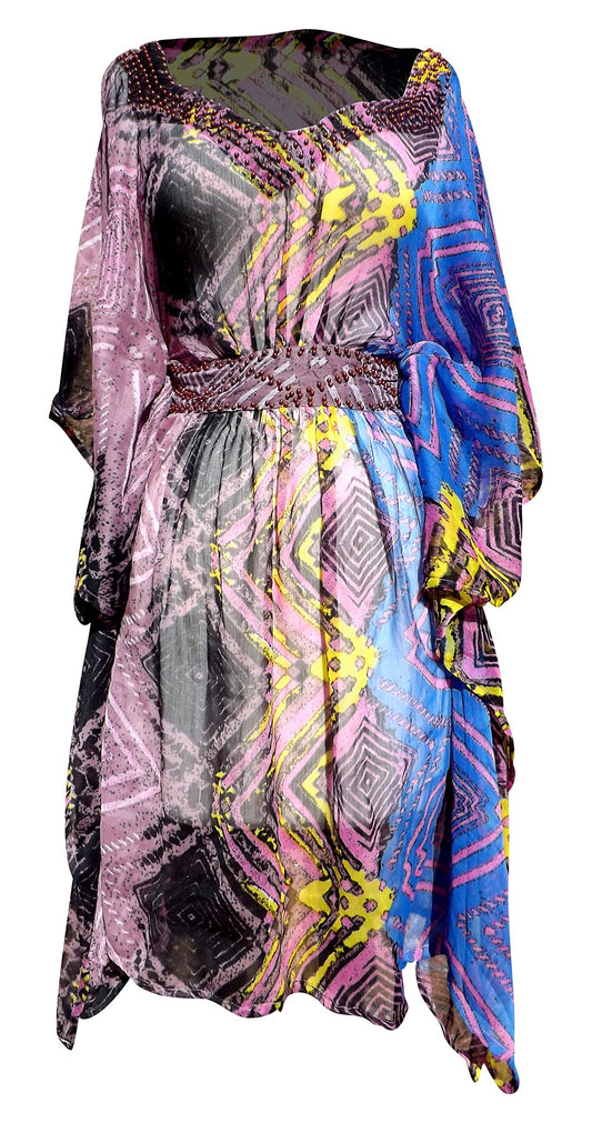 Wholesale Bulk Lot: Geometric Tribal Pink Summer Tunic Mini Dress Small