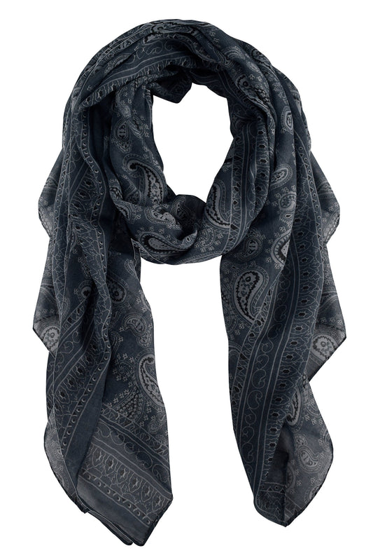 Wholesale Bulk Lot: Damask Print Paisley Design Dark Grey Long Scarf Wrap for Resellers