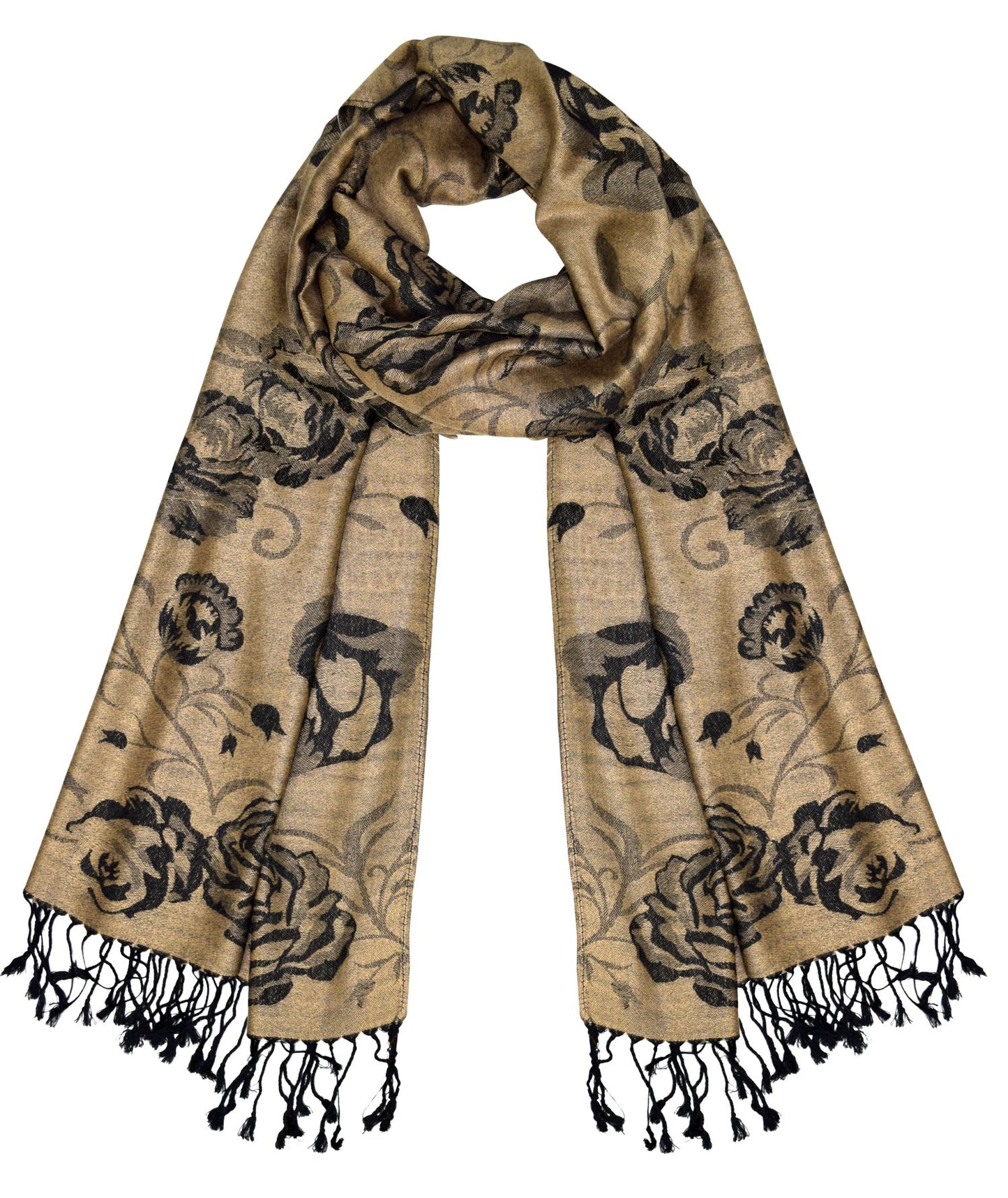 Wholesale Bulk Lot Floral Pattern Pashmina Wrap Shawl Rose Coffee Black Scarf for Resellers
