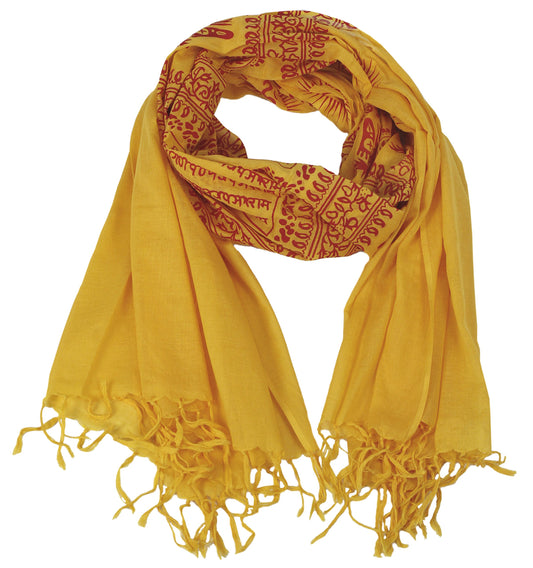 Wholesale Bulk Lot: Peace and Love Mantra Printed Fashion Scarf Yellow Red Reseller Pack