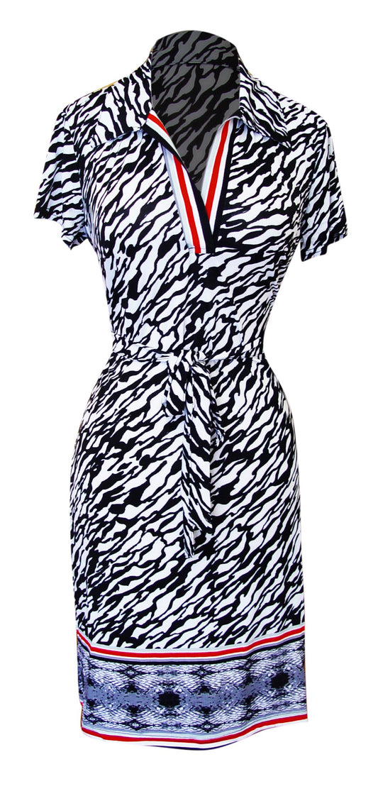 Wholesale Bulk Lot: Women's Zebra Pattern V-Neck Sheath Shift Dress, Medium