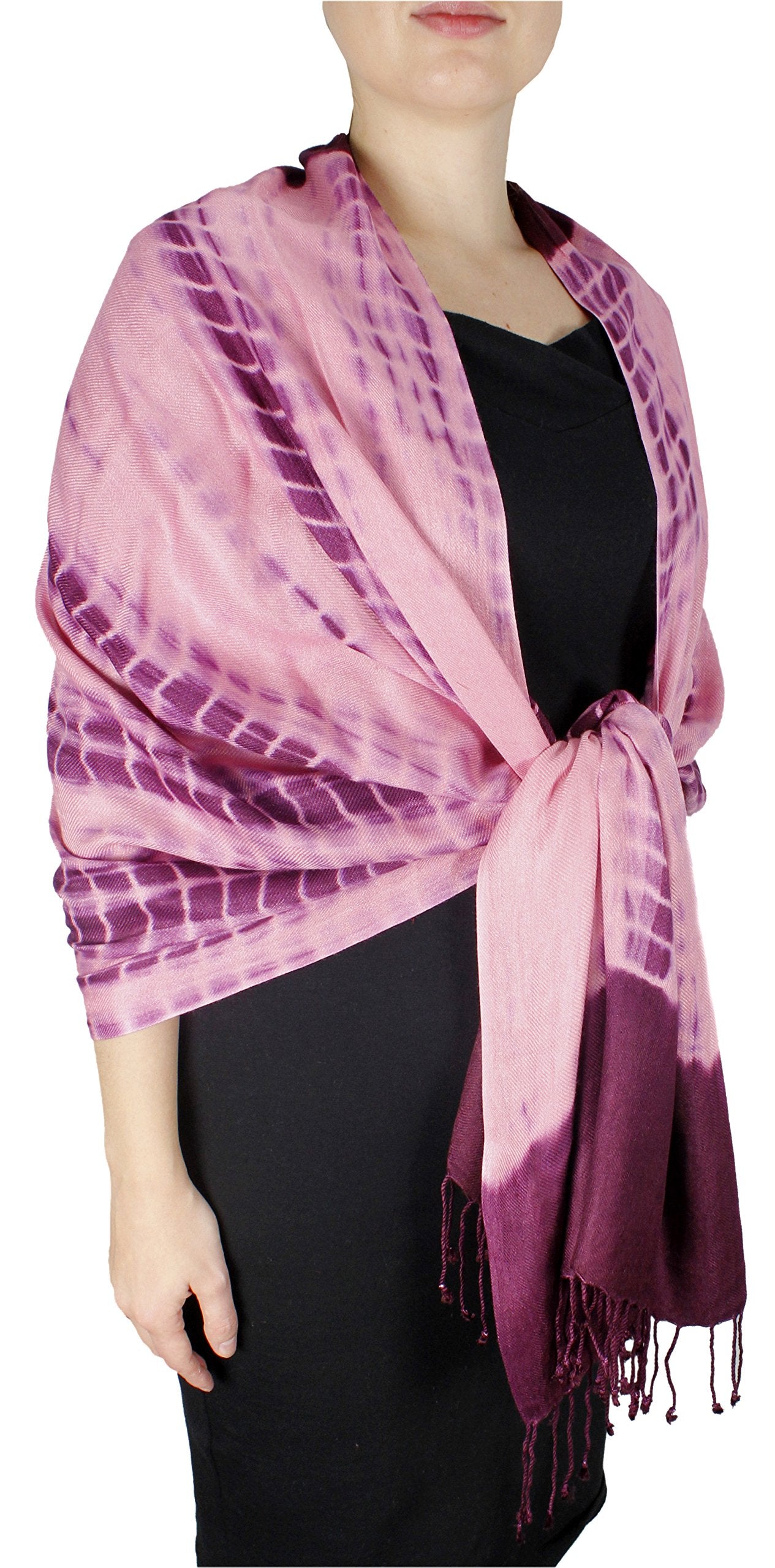 Wholesale Bulk Lot Tie Dye Pashmina Shawls Soft Silk Reseller Bundle Plum Bubble Gum