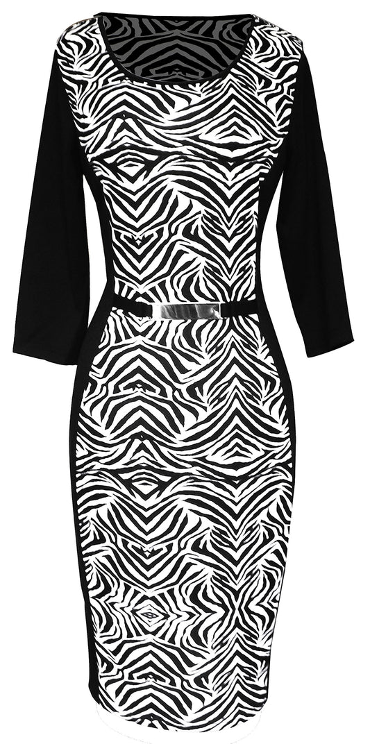 Wholesale Bulk Lot: Zebra Printed Sheath Slimming Business Party Dress Small