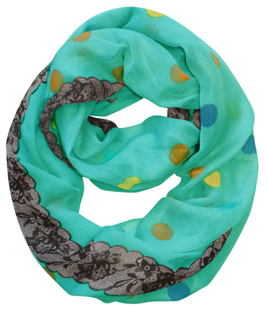 Wholesale Bulk Lot: Polka Dot Floral Graphic Print Aqua Infinity Loop Scarf for Resellers