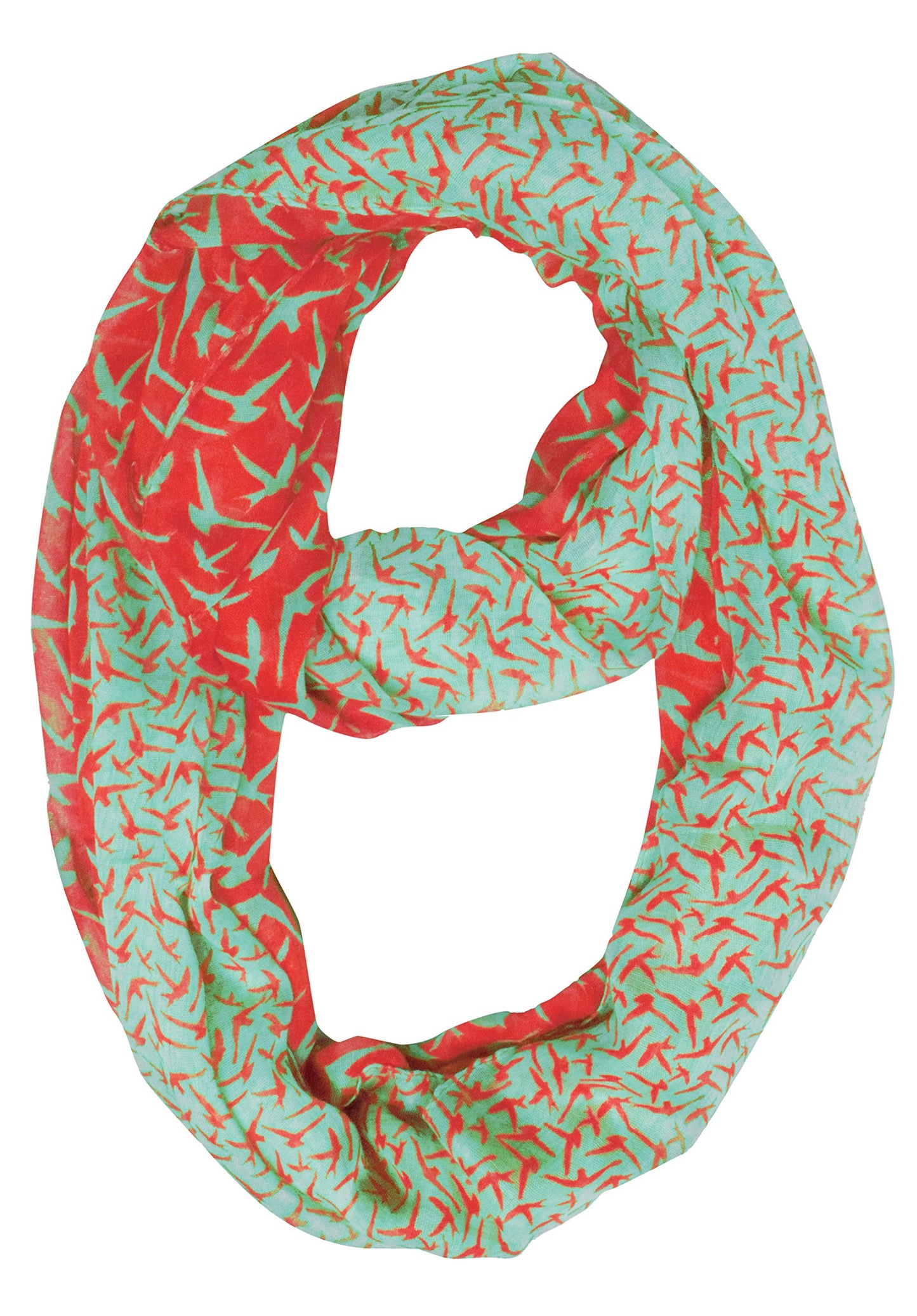 Wholesale Bulk Lot: Vintage Bird Print Pink Aqua Infinity Loop Scarf Reseller Pack
