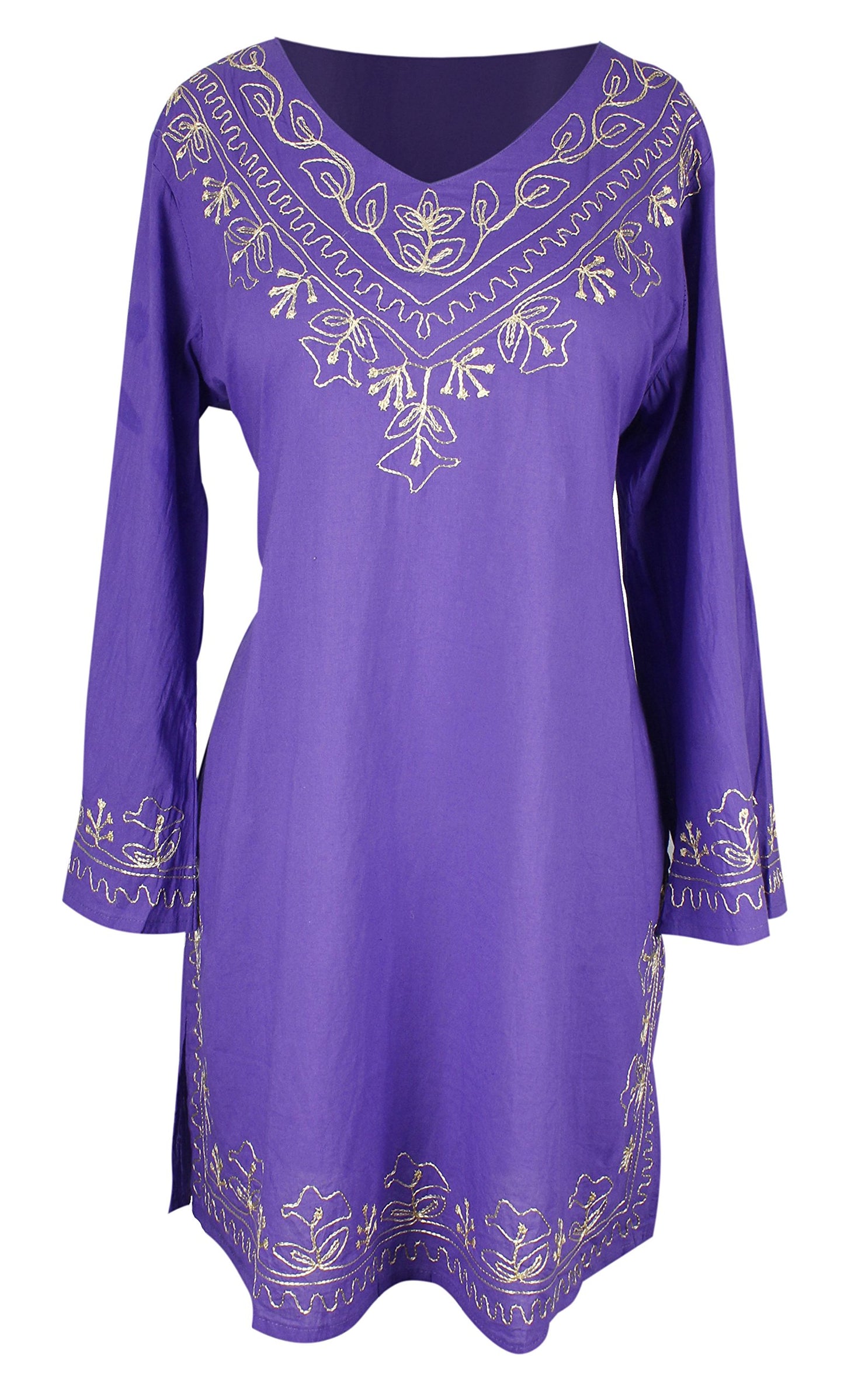 Wholesale Bulk Lot: Women’s Summer Long Sleeve V-Neck Tunic Dress Purple S