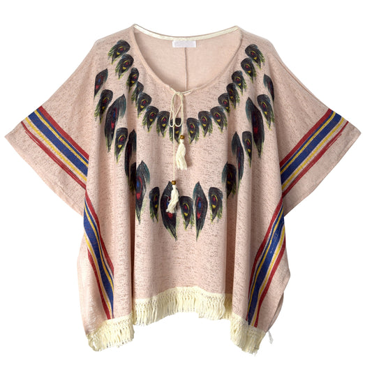 Wholesale Bulk Lot: Women's Peacock Pink Summer Poncho Cardigan Beach Cover Up