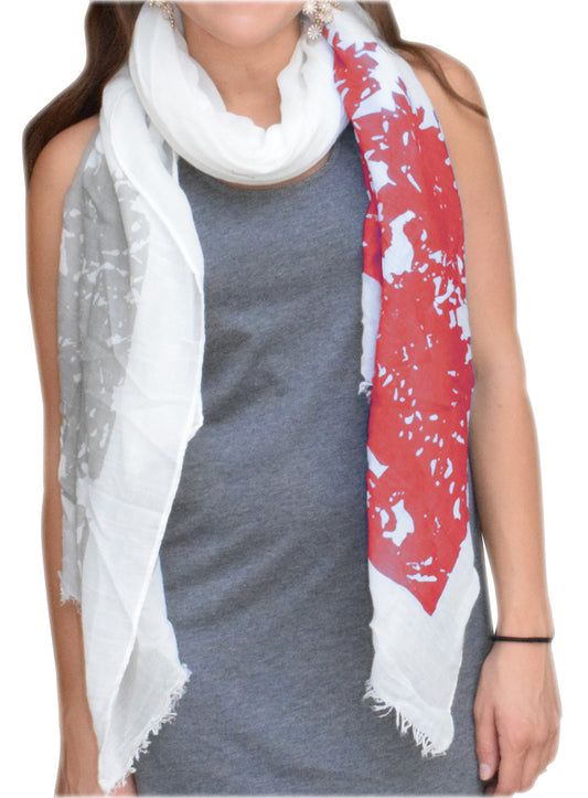 Wholesale Bulk Lot: Faded Nature Tree Floral Boho Fringe Scarf Wrap Coral Reseller Pack