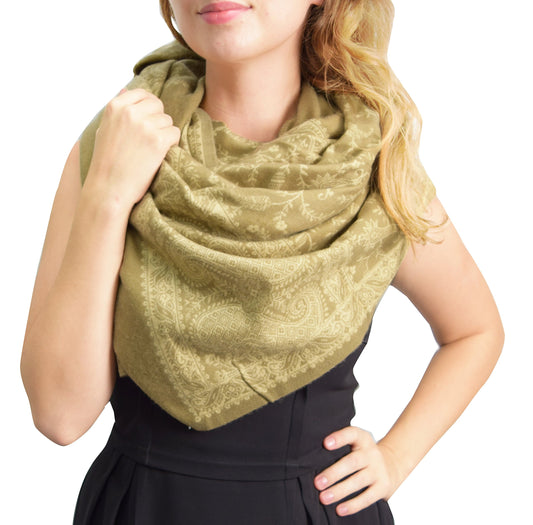 Wholesale Lot Bulk Reversible Paisley Pashmina Blanket Scarf Thick Khaki Tan Wrap for Resellers