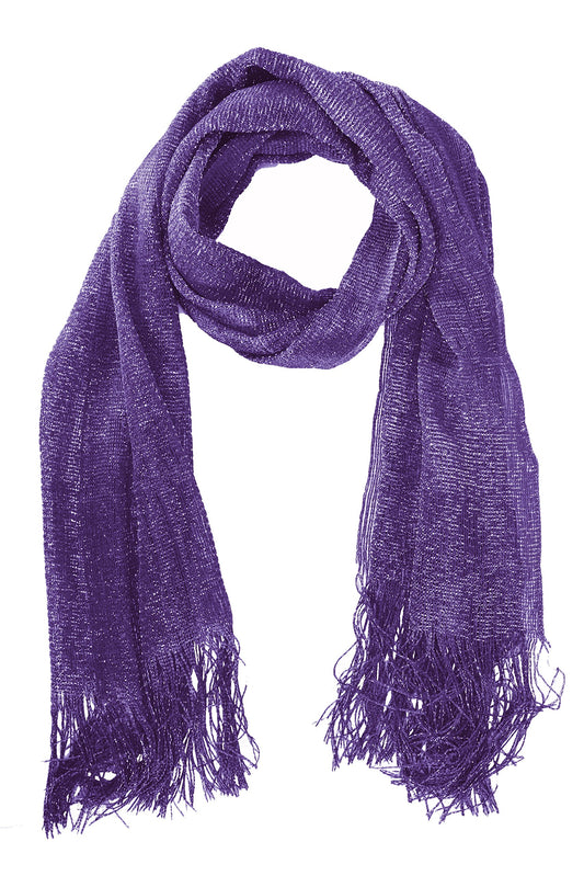 Wholesale Bulk Lot: Purple Sheer Metallic Shimmer Mesh Sparkle Scarf Shawl Wrap Reseller Pack