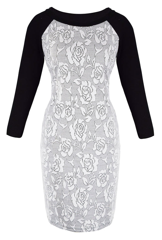 Wholesale Bulk Lot: Floral Printed 3/4 Sleeve Slimming Sheath Business Dress Large