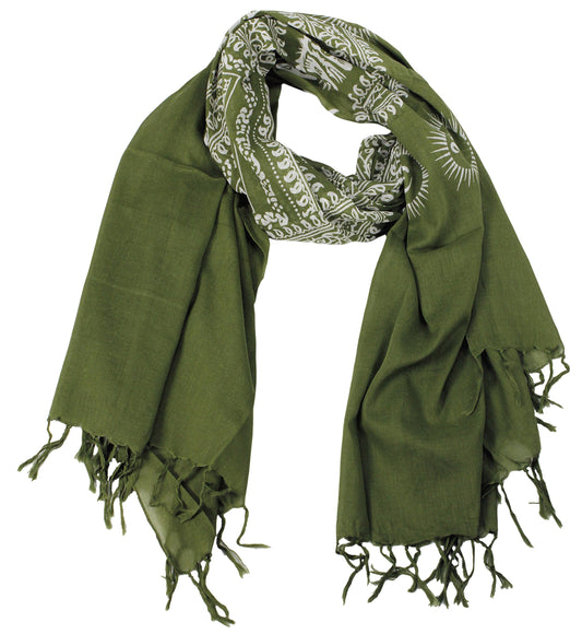 Wholesale Bulk Lot: Peace and Love Mantra Printed Green and White Fashion Scarf Reseller Pack