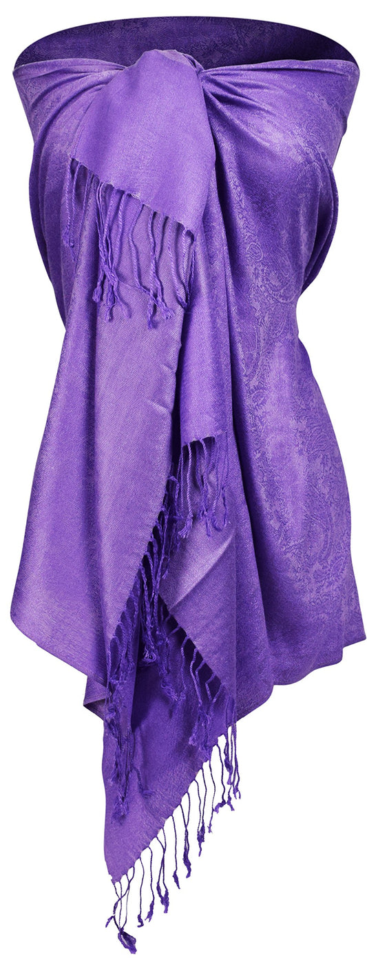 Wholesale Bulk Lot Grape Double Layer Jacquard Paisley Pashmina Shawl Scarf for Resellers