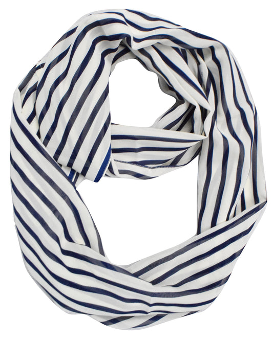 Wholesale Bulk Lot: Sassy Stripes Vintage Style Navy/White Infinity Loop Scarf Reseller Pack