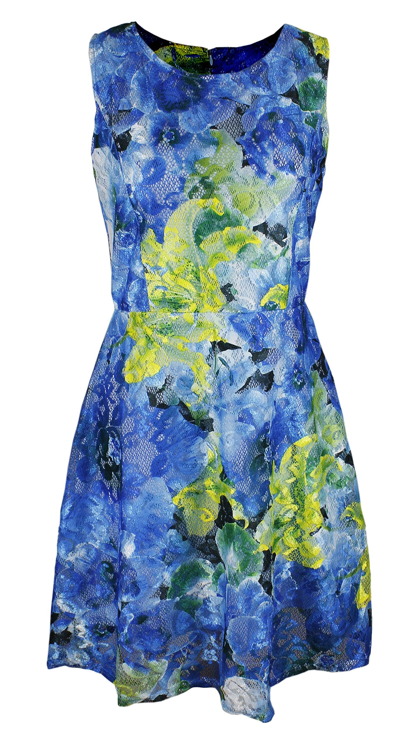 Wholesale Bulk Lot: Women's Sleeveless Lace Floral Skater Cocktail Midi Dress Blue L