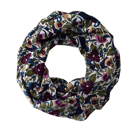 Wholesale Bulk Lot: Vintage Floral Print Maroon Infinity Loop Scarf Reseller Pack