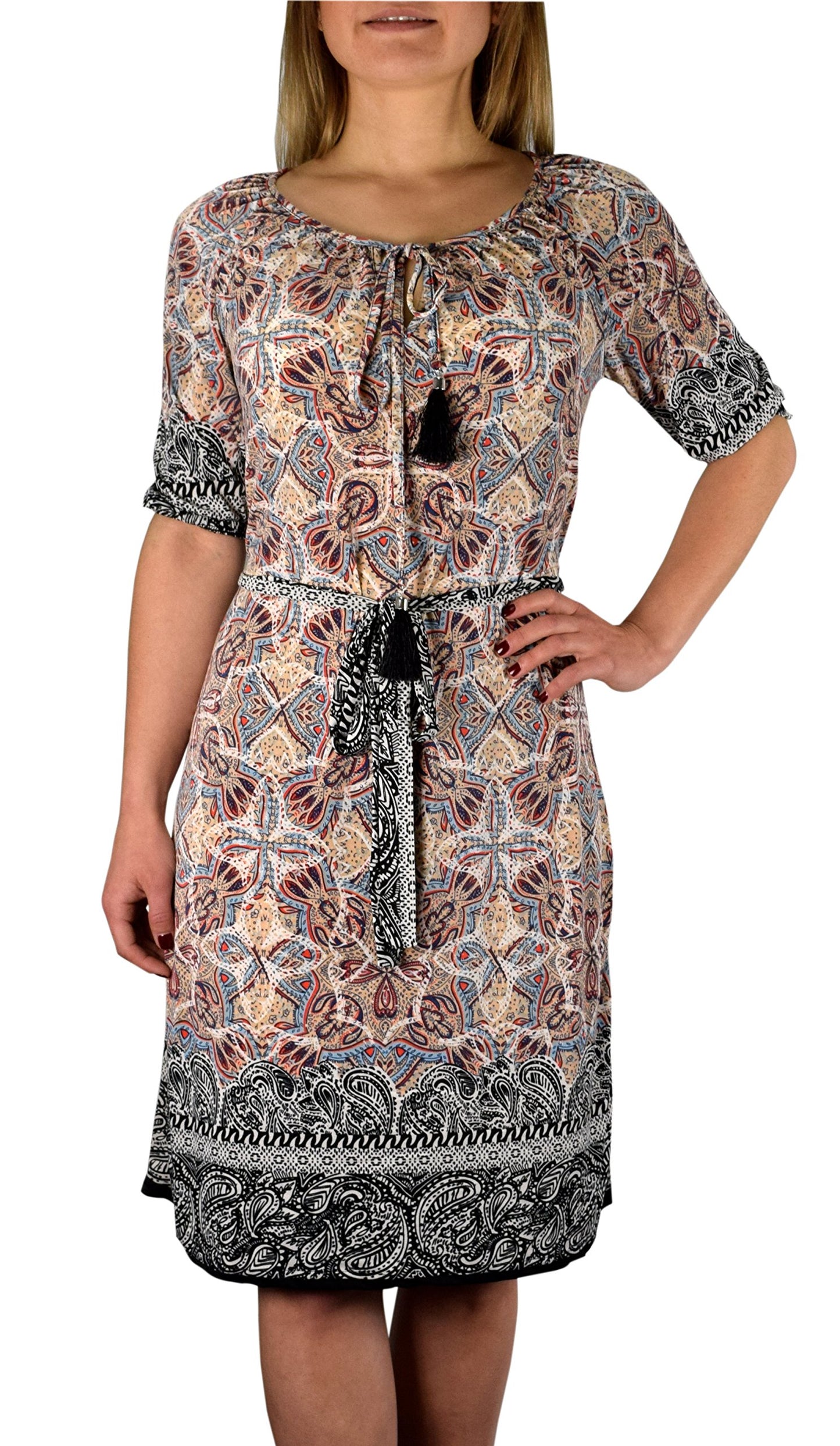 Wholesale Bulk Lot: Tribal Vintage Boho Floral Summer Shift Dress Beige XL