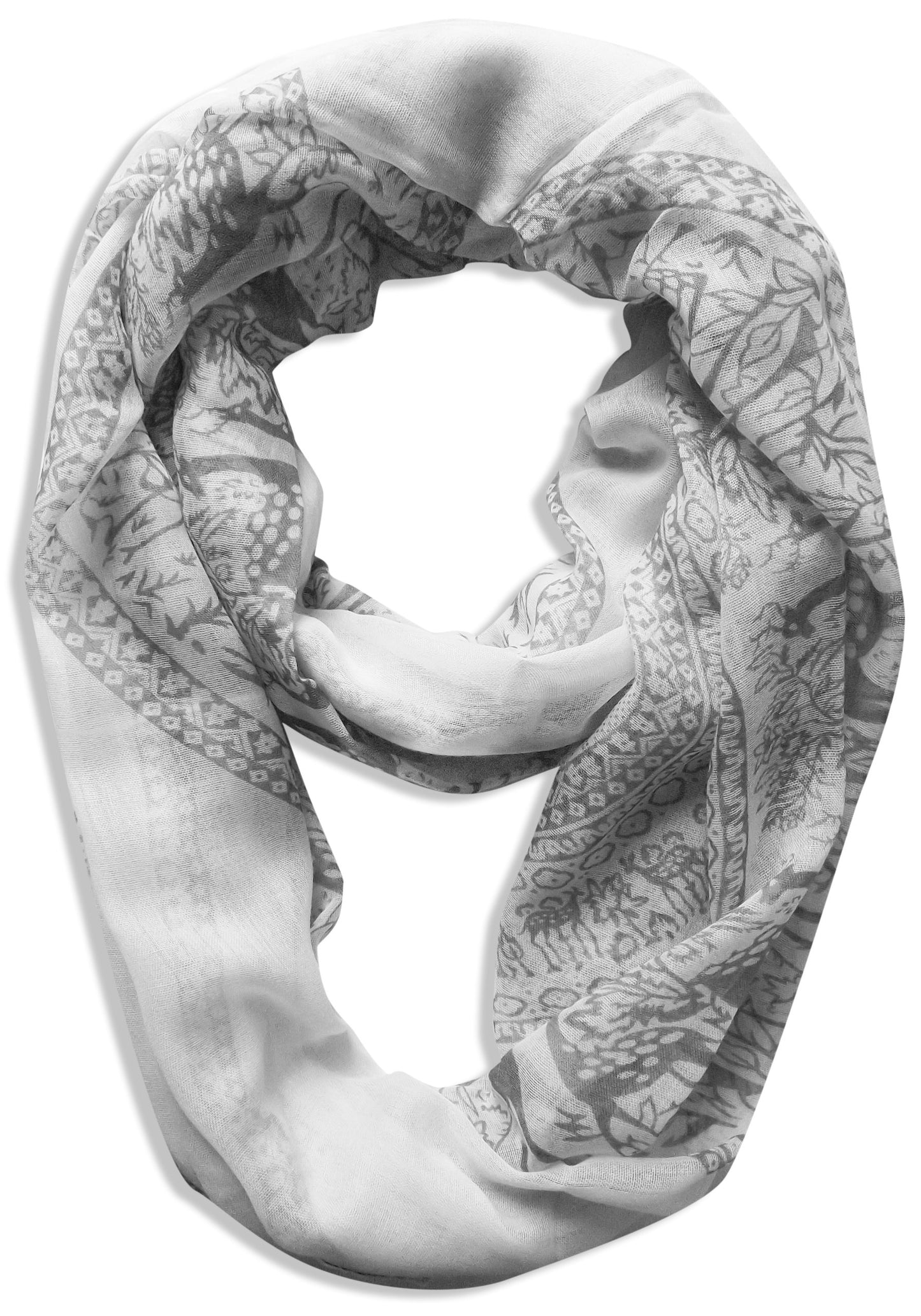 Wholesale Bulk Lot: Luxury Deer Animal Print Infinity Loop Scarf Grey Reseller Pack