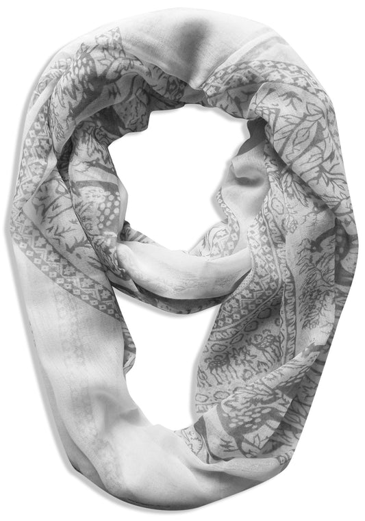 Wholesale Bulk Lot: Luxury Deer Animal Print Infinity Loop Scarf Grey Reseller Pack