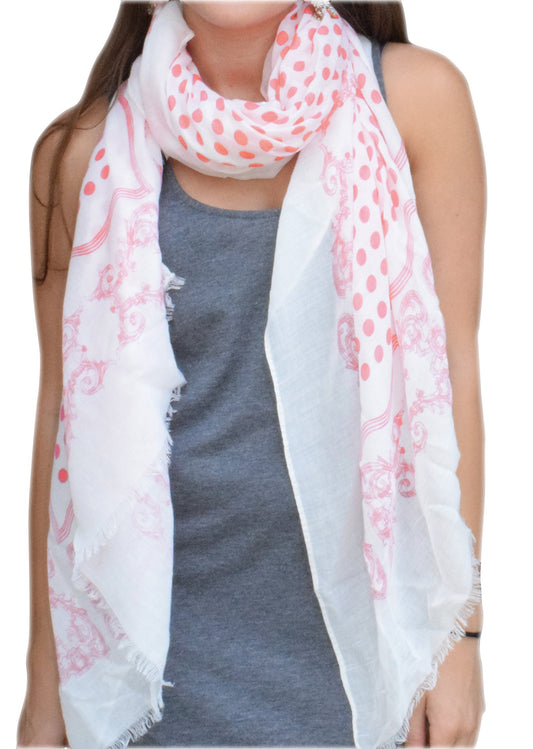 Wholesale Bulk Lot: Polka Dot Paisley Coral Eyelash Fringe All Season Scarf Reseller Pack