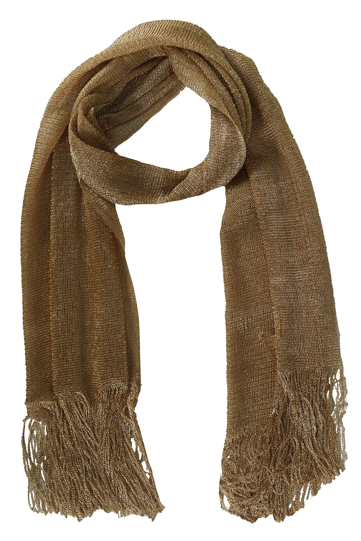 Wholesale Bulk Lot: Metallic Bronze Shimmer Sheer Mesh Glitter Fringe Scarf for Resellers