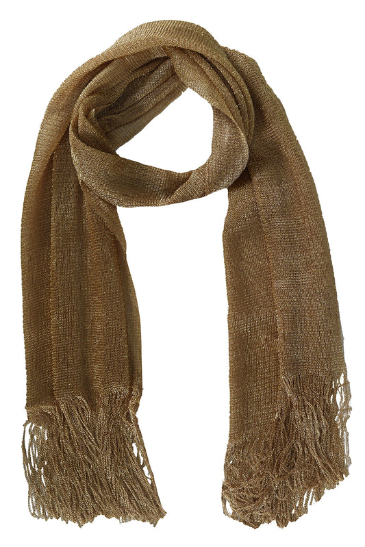 Wholesale Bulk Lot: Metallic Bronze Shimmer Sheer Mesh Glitter Fringe Scarf for Resellers