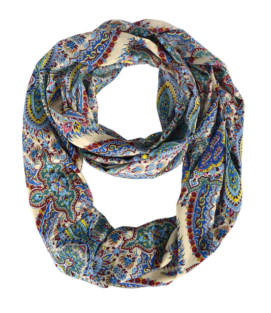 Wholesale Bulk Lot: Bohemian Henna Paisley Blue Graphic Infinity Scarf for Resellers