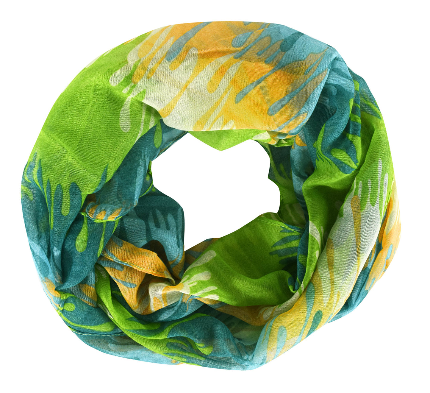 Wholesale Bulk Lot: Abstract Paint Splatter Multicolor Infinity Loop Scarf Reseller Pack (Teal Blue)