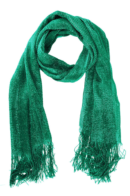 Wholesale Bulk Lot: Turquoise Metallic Shimmer Sheer Mesh Glitter Fringe Scarf for Resellers