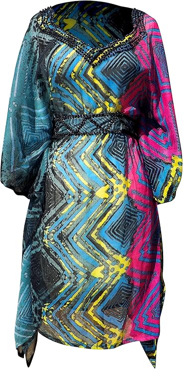 Wholesale Bulk Lot: Geometric Tribal Print Summer Tunic Mini Dress Blue Large Reseller