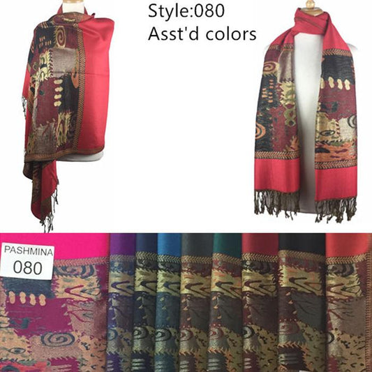 12-Pack Metallic Pashmina Shawls Assorted Colors